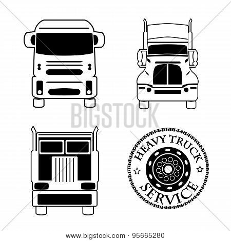 Vector Illustration Set Icons Heavy Truck Automobile Service