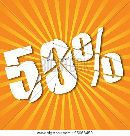 Sale 50 poster on stripes retro background