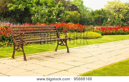 Wooden bench in the park