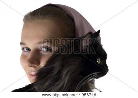 Retrato da menina com um gato