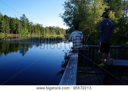 Boys Fishing in Spring Lake