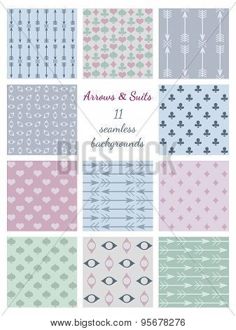 Arrows And Suits Seamless Backgrounds