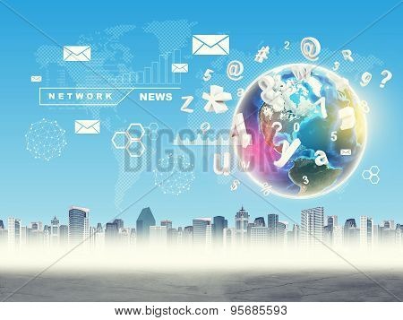 Abstract virtual background with Earth
