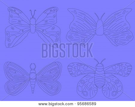 butterflies on purple background
