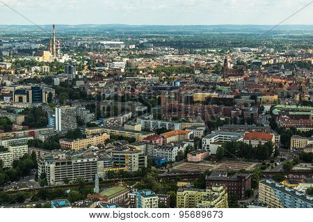 aerial view of Wroclaw town in Poland