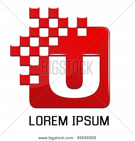 Logo template, vector, digital stylized U