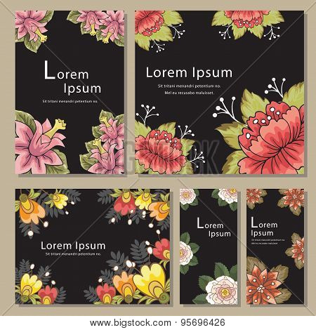 Set of invitation card templates with flower