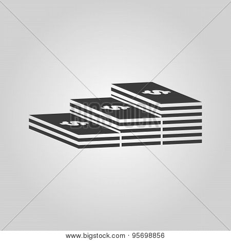 The Stack Of Banknotes Icon. Greenback, Bank Note, Money Symbol. Flat