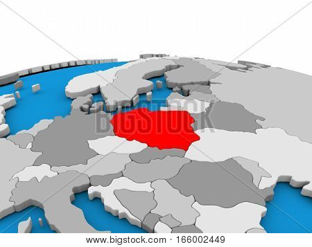 Poland On Globe In Red