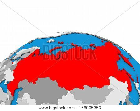 Russia On Globe In Red
