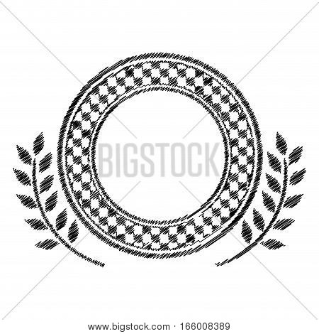award monochrome dish striped with contour chekered and olive branch vector illustration