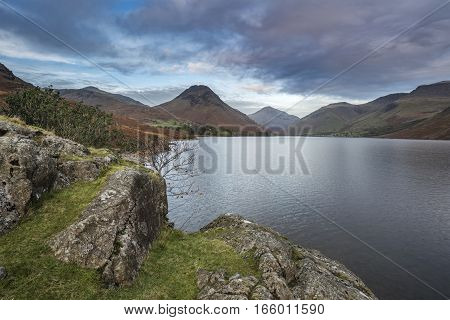 Beautiful Sunset Landscape Image Of Wast Water And Mountains In Lkae District In Autumn In England