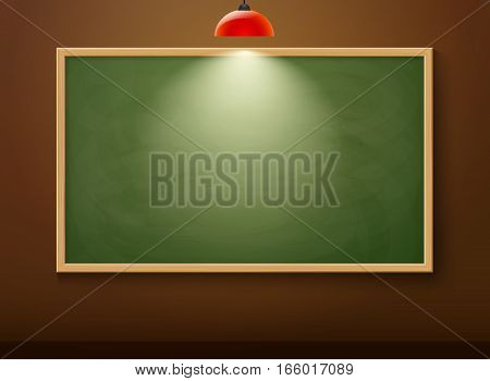 blackboard on wall and lamp can fill object on board