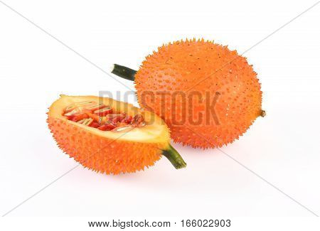 Gac Fruit Slices Isolated On White Background