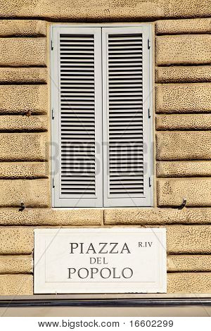 Piazza Del Popolo Nameboard
