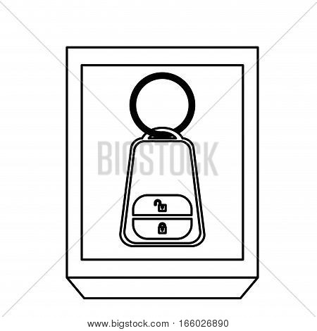 silhouette rectangle button key alarm system car vector illustration