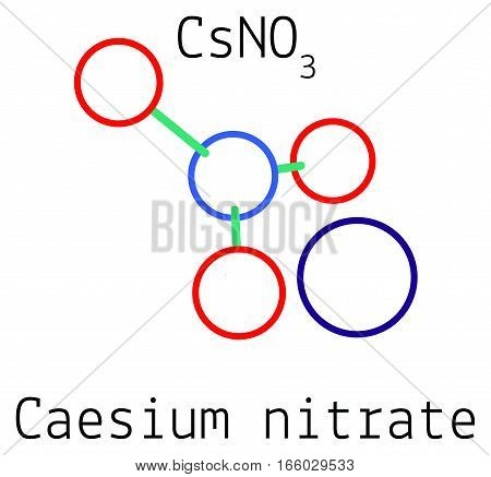 CsNO3 Caesium nitrate molecule isolated on white