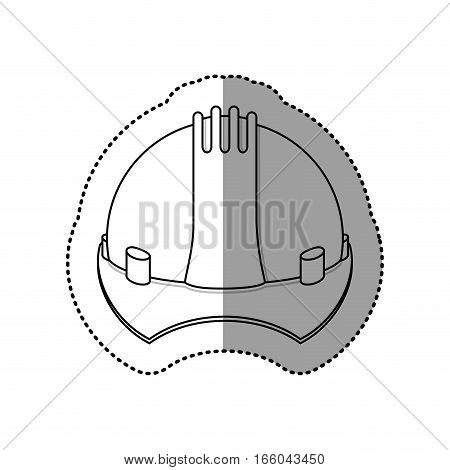 gray silhouette dotted sticker construction helmet icon vector illustration