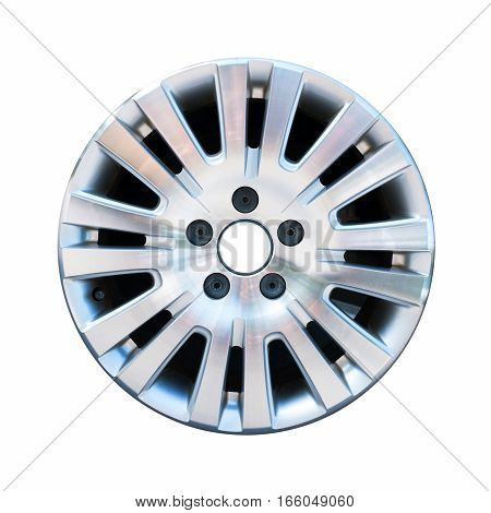 Car aluminum wheel rim isolated on white background