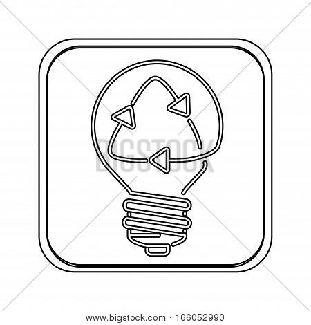 silhouette square button sticker with light bulb and recyled sign vector illustration