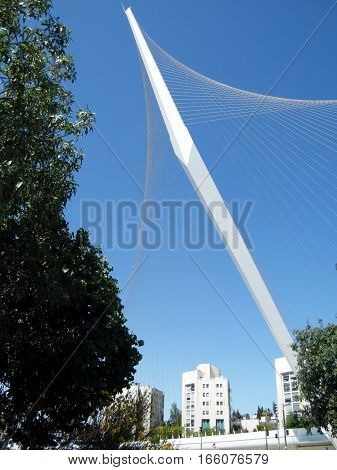 The pylon of new chords bridge in Jerusalem Israel May 5 2010