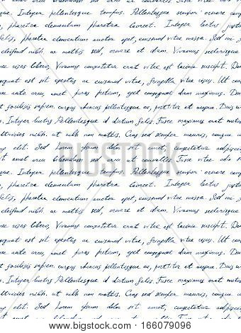 Vintage hand written letter - seamless text Lorem ipsum. Repeating note pattern, handwritten words background