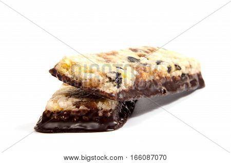 Muesli Cereal Bars. Nutri Oat Protein Bars isolated on white background