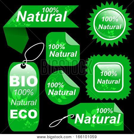 Shopping natural green sale tags labels set organic