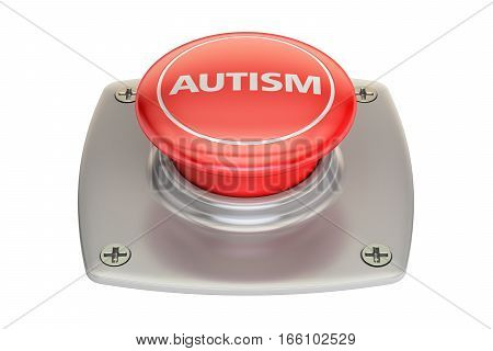 Autism red button 3D rendering isolated on white background