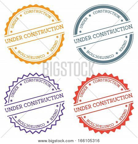 Under Construction Badge Isolated On White Background. Flat Style Round Label With Text. Circular Em