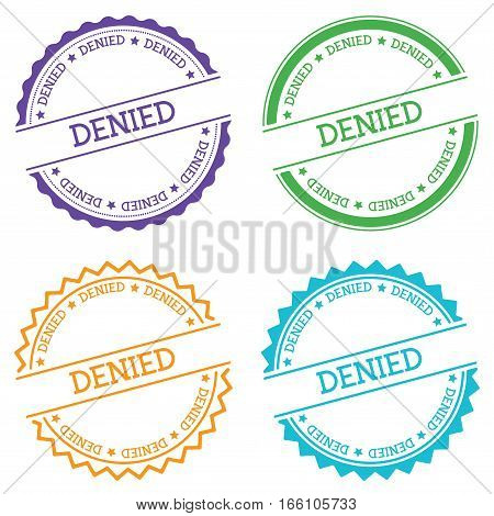 Denied Badge Isolated On White Background. Flat Style Round Label With Text. Circular Emblem Vector