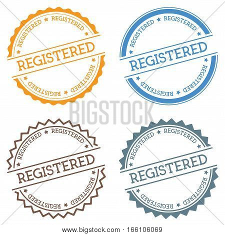 Registered Badge Isolated On White Background. Flat Style Round Label With Text. Circular Emblem Vec