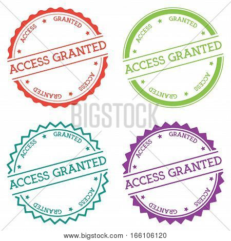 Access Granted Badge Isolated On White Background. Flat Style Round Label With Text. Circular Emblem