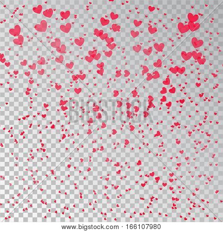 Happy valentine day and wedding design elements. Pink Valentines Day love hearts. Vector illustration on transparent background template.