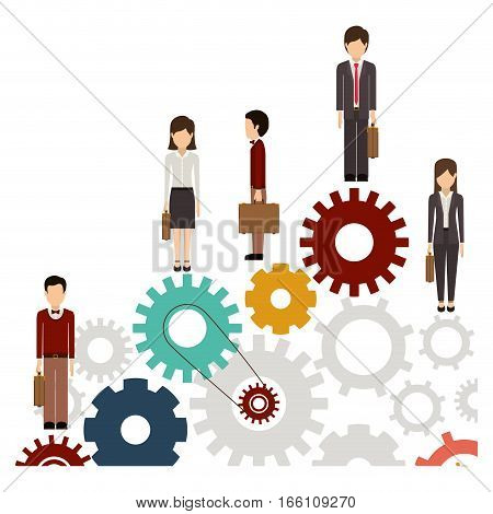 Gear and businesspeople icon. Teamwork people corporate and workforce theme. Isolated design. Vector illustration