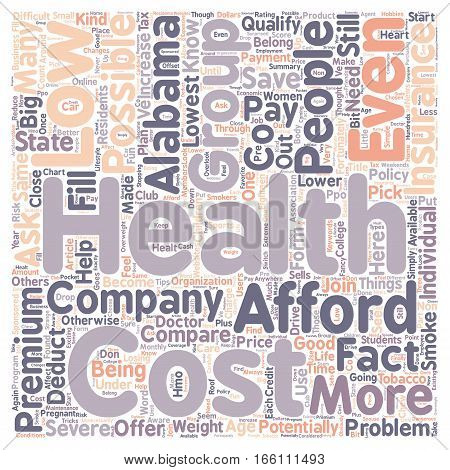 How To Compare Low Cost Health Insurance In Alabama text background wordcloud concept
