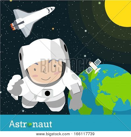 Astronauts spaceman Vector illustration cartoon flat collection job