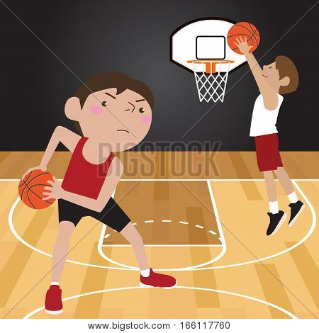 basketball player cartoon vector illustration cartoon flat collection