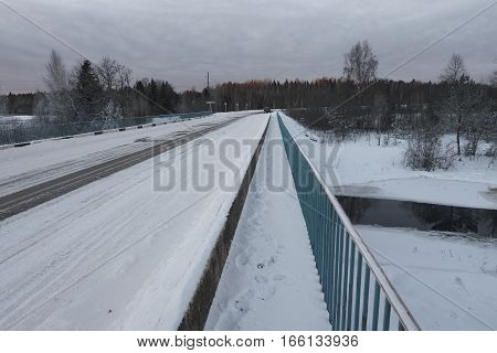 On the bridge over Zapadnaya Dvina (Daugava) river near Okhvat lake Penovskiy district Tver oblast Russia