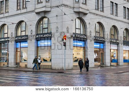 Helsinki, Finland - October 25:the Brisk Movement Of People On The Street Of Helsinki,finland-octobe