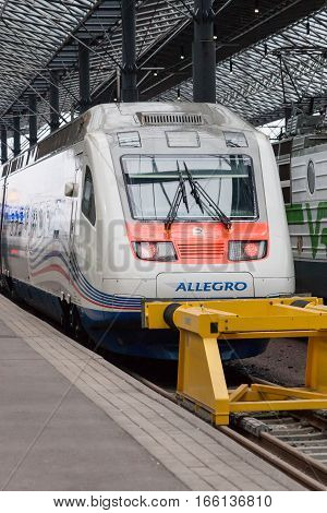 Helsinki, Finland - October 25:the Train Allegro At The Station Of The City Of Helsiki,finland- Octo