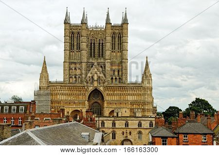 Lincoln Cathedral or the Cathedral Church of the Blessed Virgin Mary of Lincoln the seat of the Anglican bishop in Lincoln England.