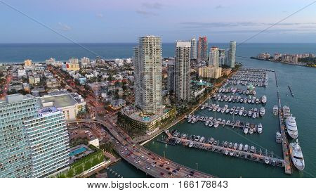 Aerial photo Miami Beach and marina landscape
