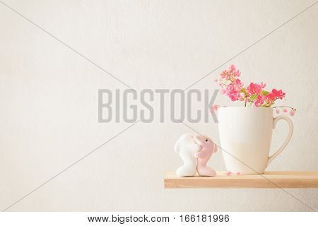 Couple Lovers Dolphin And  White Mug Coffee And The Antigonon Leptopus  Flower.