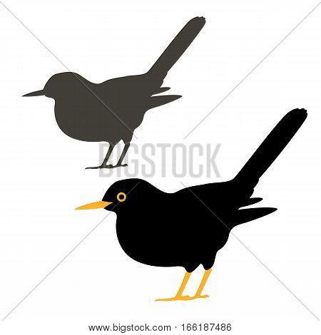 blackbird vector illustration style Flat set silhouette