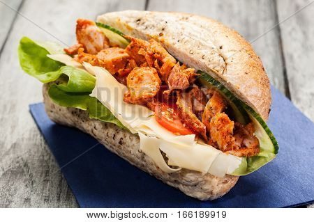 Kebab sandwich on a table. Food photo