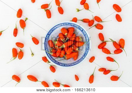 View Of Goji Berries On A White Background