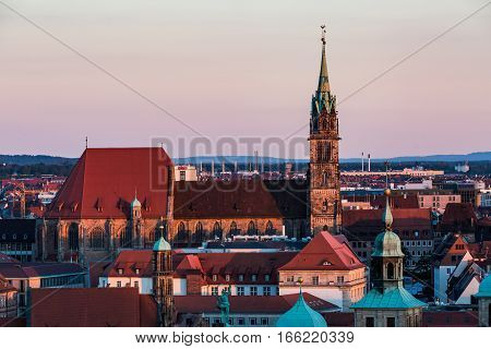 View Of St. Lorenz Church In The Old Town Part Of Nuremberg