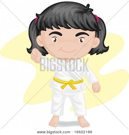 illustratie van meisje kung-fu-karate spelen