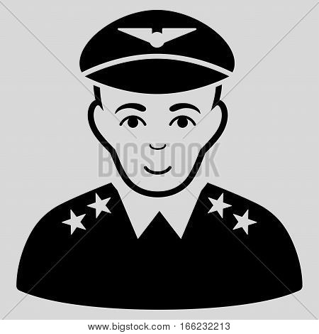 Military Pilot Officer vector icon. Flat black symbol. Pictogram is isolated on a light gray background. Designed for web and software interfaces.